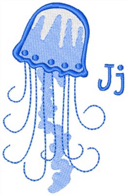 Picture of Jellyfish With J Machine Embroidery Design