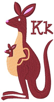 K For Kangaroo Machine Embroidery Design