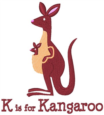 K Is For Kangaroo Machine Embroidery Design
