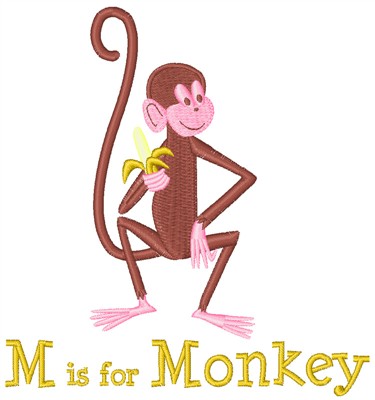 M Is For Monkey Machine Embroidery Design