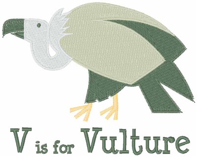V Is For Vulture Machine Embroidery Design