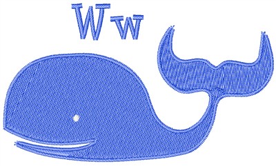 W For Whale Machine Embroidery Design
