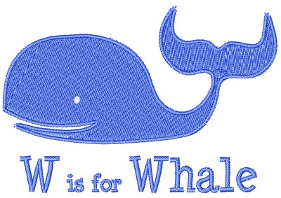 W Is For Whale Machine Embroidery Design