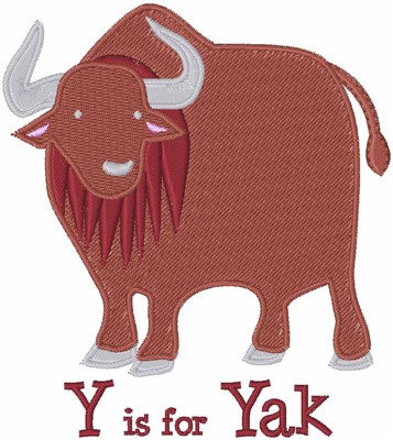 Y Is For Yak Machine Embroidery Design