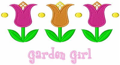 Garden Girl Machine Embroidery Design