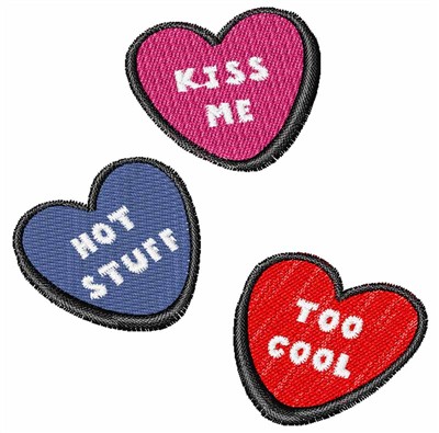 Valentine Candy Hearts Machine Embroidery Design