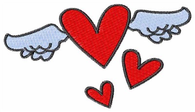 Flying Hearts Machine Embroidery Design