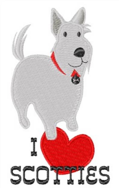 Picture of I Love Scotties Machine Embroidery Design