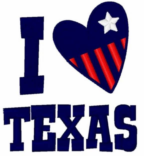 Picture of I Love Texas Machine Embroidery Design