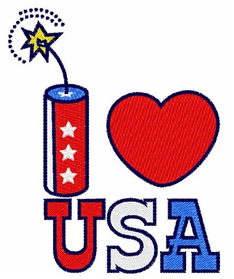 I Love USA Machine Embroidery Design