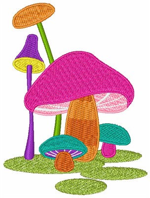Colorful Mushrooms Machine Embroidery Design