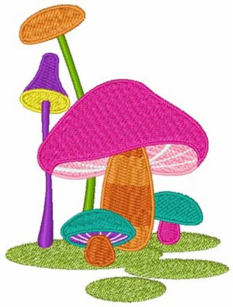 Picture of Colorful Mushrooms Machine Embroidery Design