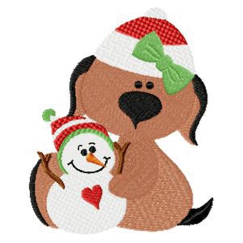 Puppy & Snowman Machine Embroidery Design