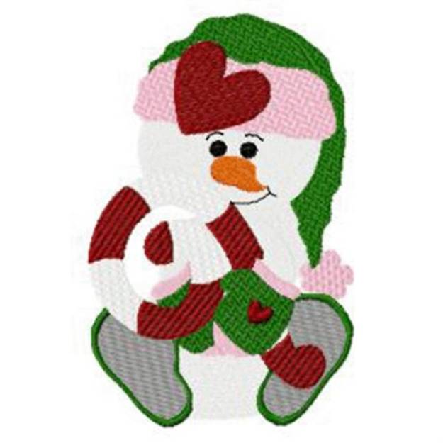 Picture of Snowman & Candy Cane Machine Embroidery Design