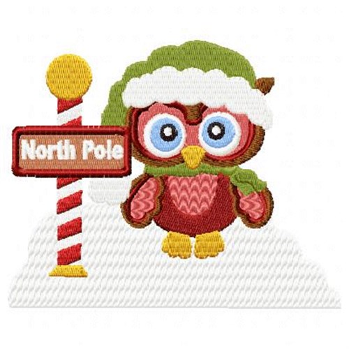 North Pole Owl Machine Embroidery Design