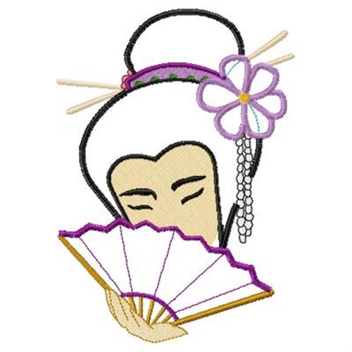 Applique Floral Geisha Machine Embroidery Design