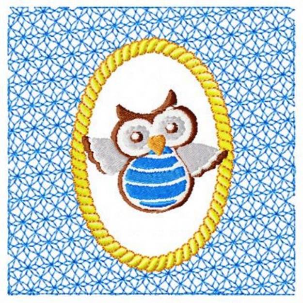 Picture of Blue Lacy Owl Machine Embroidery Design