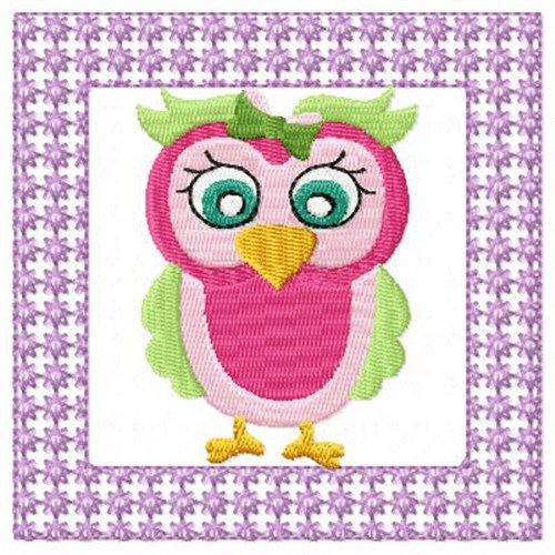 Lacy Pink Owl Machine Embroidery Design