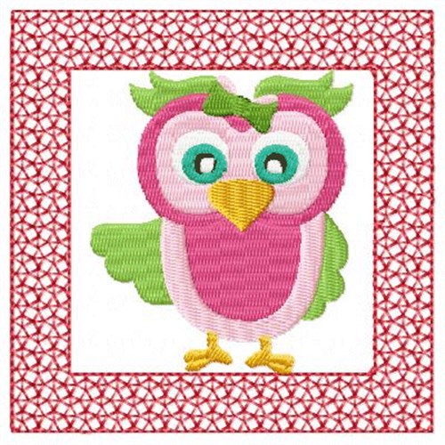 Lacy Pink Owl Machine Embroidery Design