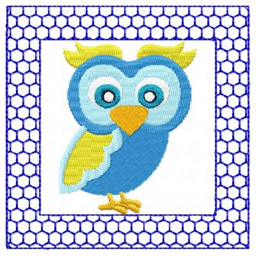 Lacy Blue Owl Machine Embroidery Design