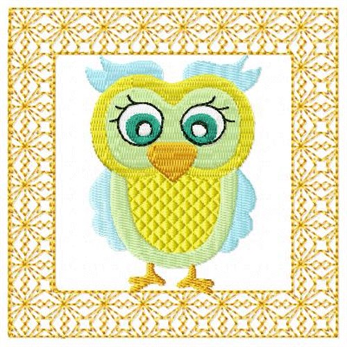 Lacy Yellow Owl Machine Embroidery Design