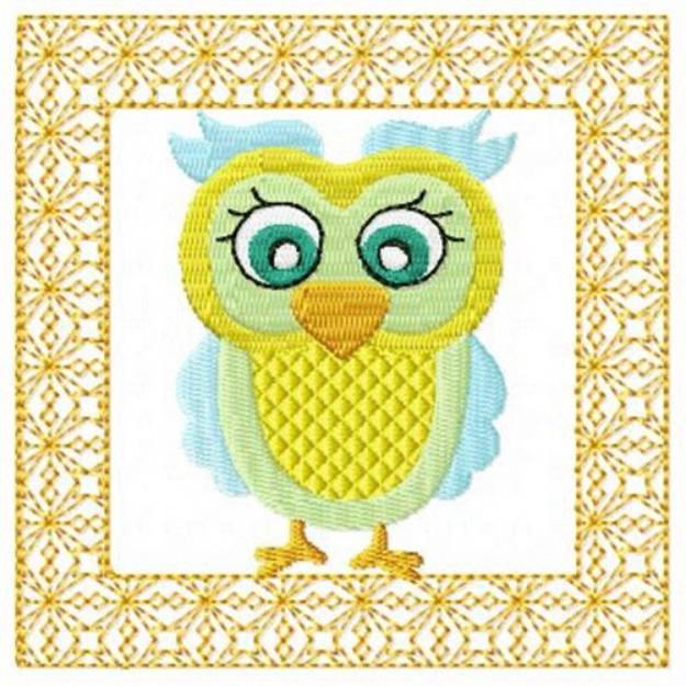 Picture of Lacy Yellow Owl Machine Embroidery Design