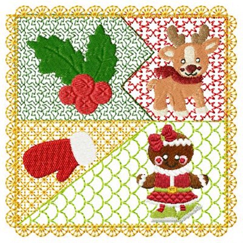 Reindeer Gingerbread & Mitten Machine Embroidery Design