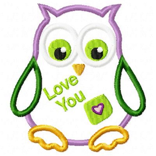 Applique Owl Love Machine Embroidery Design