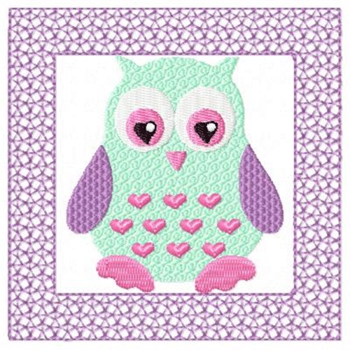 Purple Lacy Owl Machine Embroidery Design