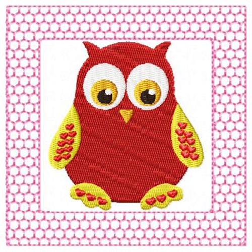 Lacy Red Owl Machine Embroidery Design