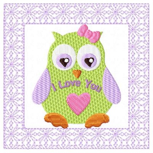 I Love You Owl Machine Embroidery Design