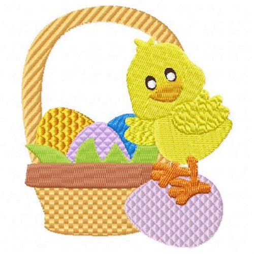Easter Chick Basket Machine Embroidery Design