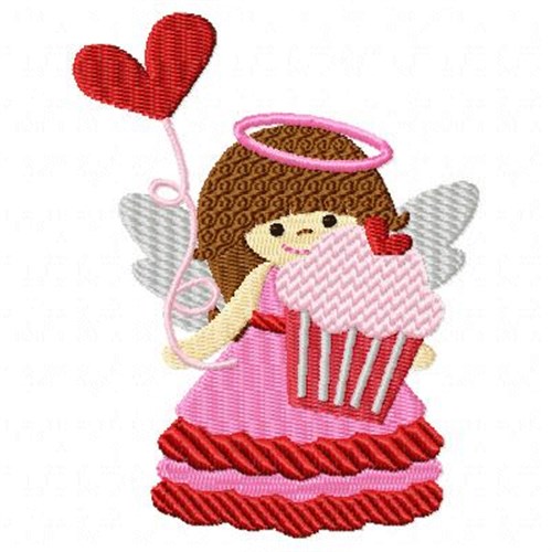 Valentine Angel Cupcake Machine Embroidery Design