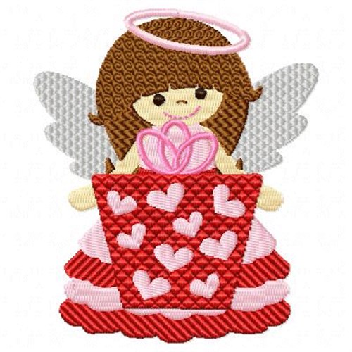 Valentine Angel Present Machine Embroidery Design
