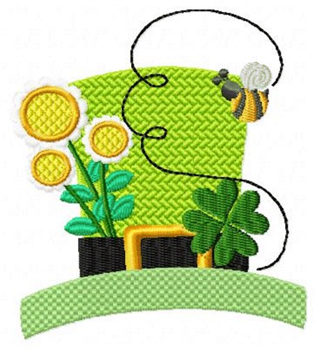 Hat Clovers Bee Gold Machine Embroidery Design