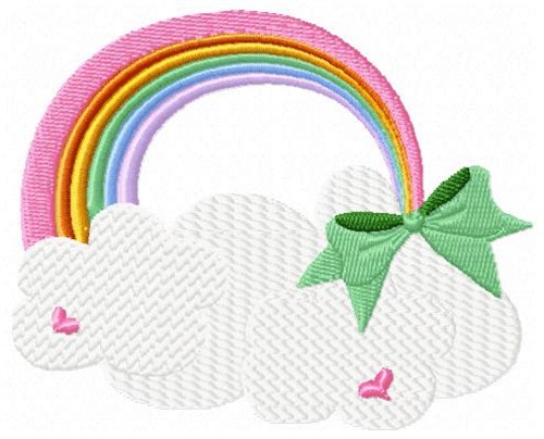 Rainbow Cloud Heart Machine Embroidery Design