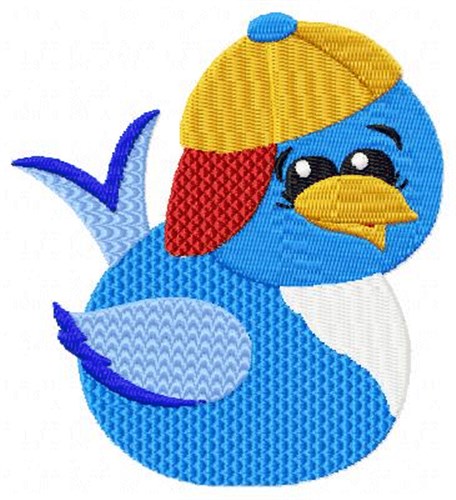 Blue Bird & Hat Machine Embroidery Design