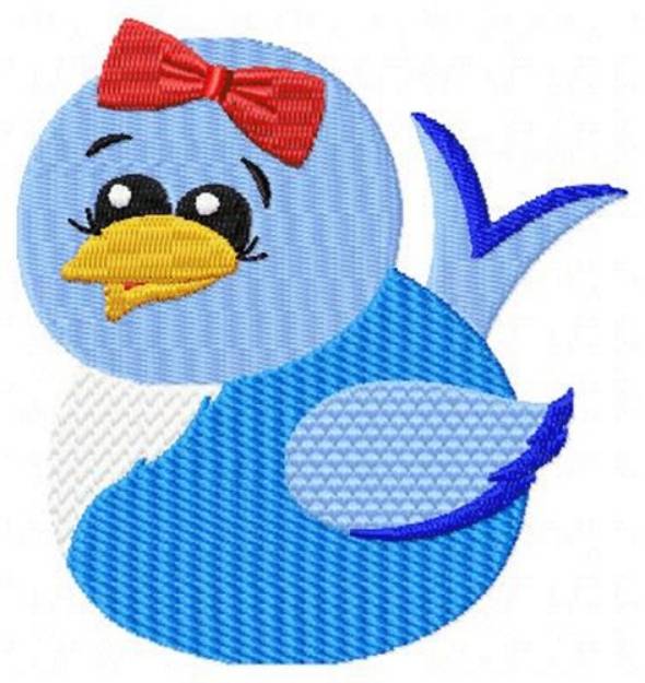 Picture of Blue Bird & Bow Machine Embroidery Design