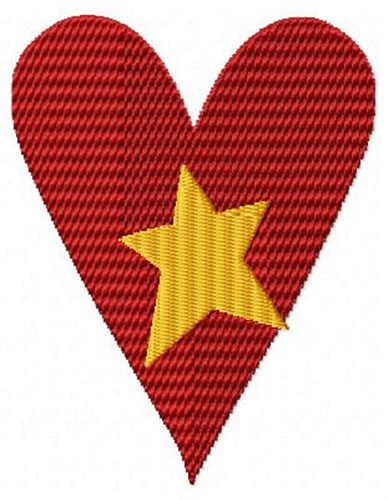 Gold Star Heart Machine Embroidery Design
