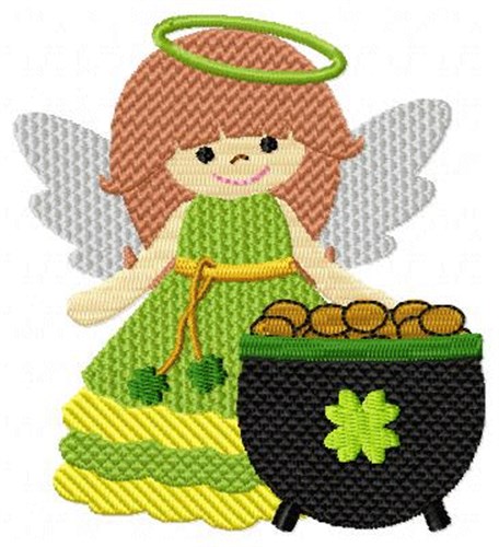 Angel & Gold Pot Machine Embroidery Design