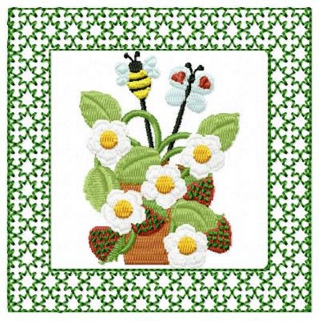 Picture of Flowers and Bee Machine Embroidery Design