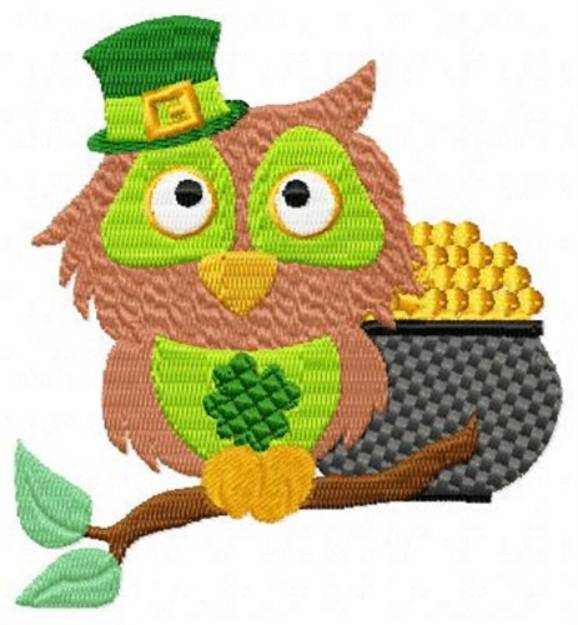 Picture of Owl & Gold Pot Machine Embroidery Design