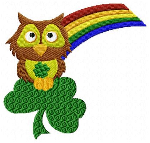 Owl Clover Rainbow Machine Embroidery Design