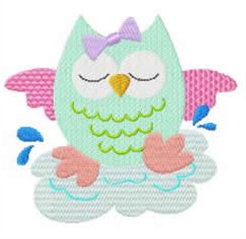 Owl Sleeping Machine Embroidery Design