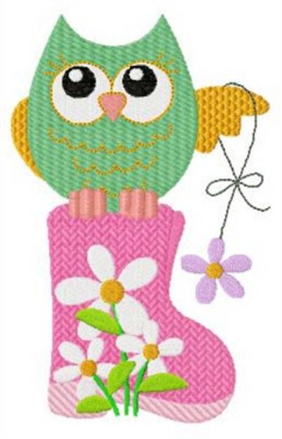 Picture of Owl & Flowers Machine Embroidery Design