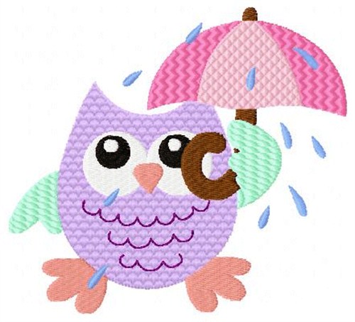 Umbrella Owl Machine Embroidery Design