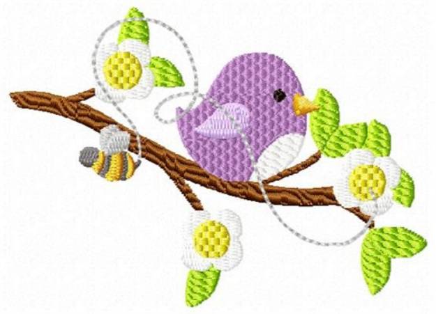 Picture of Bird & Bee Branch Machine Embroidery Design