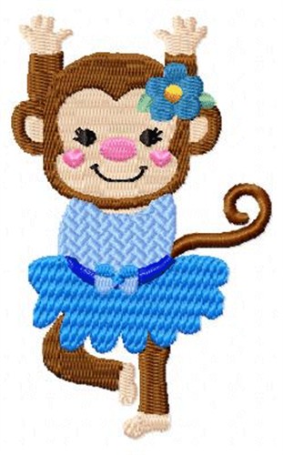 Dancing Blue Monkey Machine Embroidery Design