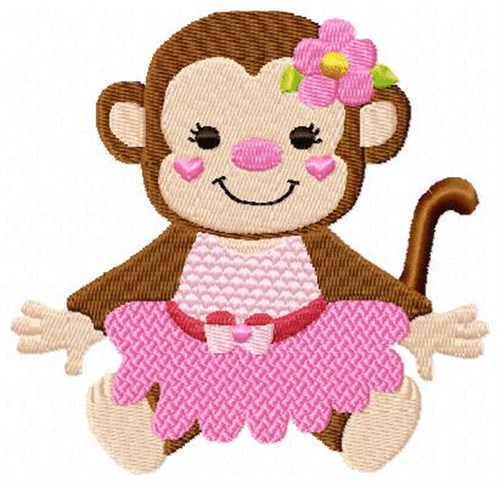 Dancing Pink Monkey Machine Embroidery Design