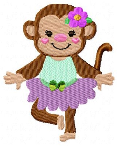 Dancing Purple Monkey Machine Embroidery Design